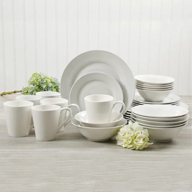 Alt view image 3 of 5 - Gibson Home Noble Court 30 Piece Ceramic Dinnerware Set in White