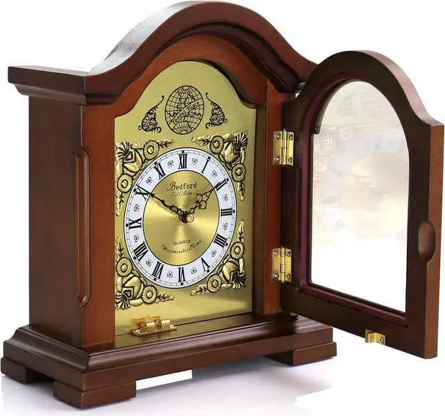 Main image of Bedford Clock Collection Redwood Mantel Clock with Chimes