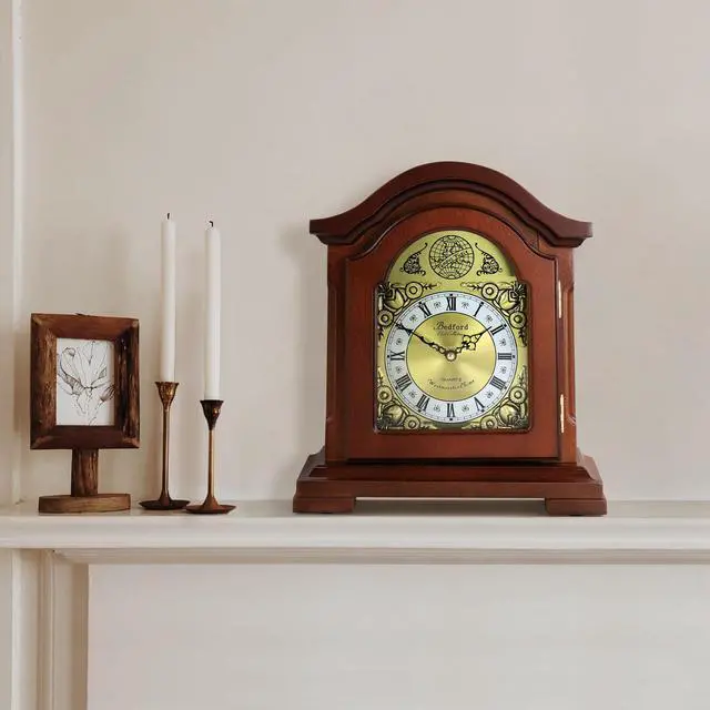 Alt view image 7 of 7 - Bedford Clock Collection Redwood Mantel Clock with Chimes