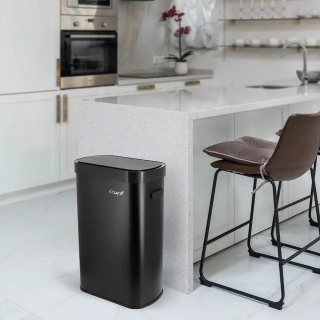 Alt view image 7 of 7 - Elama 13 Gallon Automatic Sensor Hands Free Trash Can in Black
