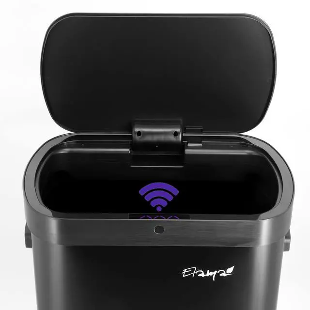 Alt view image 6 of 7 - Elama 13 Gallon Automatic Sensor Hands Free Trash Can in Black