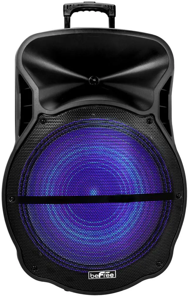 Alt view image 2 of 3 - beFree Sound 18 Inch Bluetooth Portable Rechargeable Party Speaker with Sound Reactive LED Party Lights, USB/SD, Microphone/Guitar Inputs and FM Radio