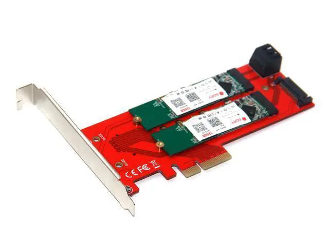Alt view image 2 of 5 - 3 Interfaces M.2 NVMe SSD NGFF to PCIE X16 Adapter M Key 2x B Key Riser Card Expansion Card Support PCI Express 3.0 4X M2 SATA