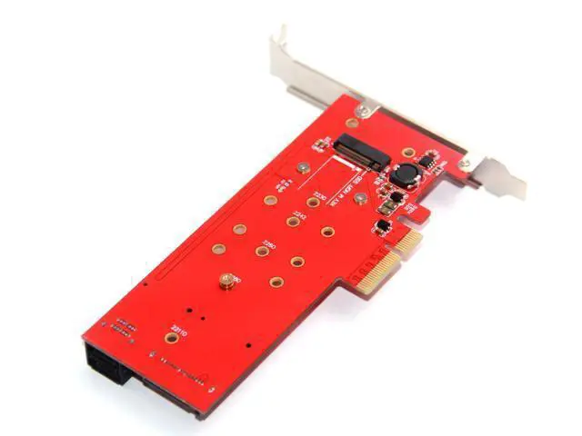 Alt view image 5 of 5 - 3 Interfaces M.2 NVMe SSD NGFF to PCIE X16 Adapter M Key 2x B Key Riser Card Expansion Card Support PCI Express 3.0 4X M2 SATA