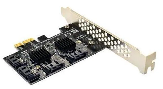 Alt view image 4 of 6 - 4 port SATA 3.0 to PCIe expansion Card PCI express PCI e SATA Adapter PCI-e SATA 3 Converter with Heat Sink for PC IPFS SSD HDD