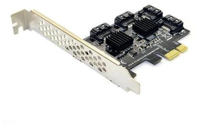 Alt view image 5 of 6 - 4 port SATA 3.0 to PCIe expansion Card PCI express PCI e SATA Adapter PCI-e SATA 3 Converter with Heat Sink for PC IPFS SSD HDD