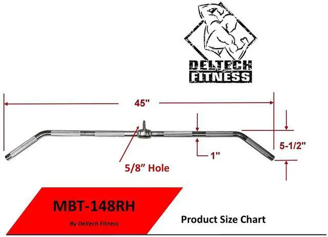 Alt view image 6 of 6 - Deltech Fitness Heavy Duty Revolving Lat Bar (MBT-148RH)