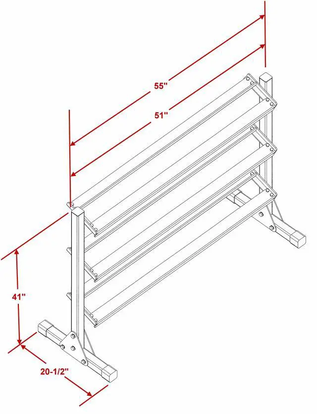 Alt view image 6 of 7 - Deltech Fitness 55" Three-Tier Dumbbell Rack (DF516)