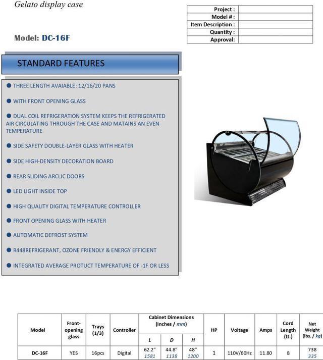 Alt view image 7 of 7 - Commercial  Gelato Freezer NEW 16 Pan 60" Inches Gelato Ice Cream Dipping Cabinet Freezer Display Cases Chest NSF ETL DC-16F