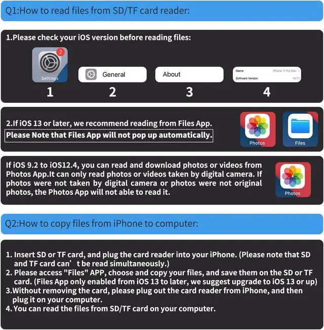 Alt view image 6 of 6 - SD Card Reader for iPhone, Triangle Memory Card OTG Adapter for iPad Mackook Pro/Air, Trail Game Camera Viewer Portable USB C to Micro Sd Card Reader for Android No App Plug and Play TIANSONG