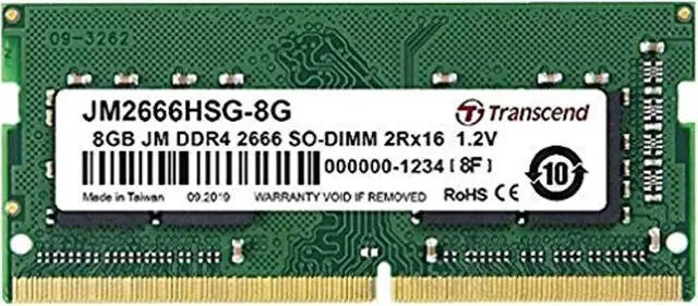 Alt view image 3 of 10 - Transcend JetRam 8GB (1 x 16GB) 260-pin SO-DIMM DDR4 2666 MHz CL19 Memory (JM2666HSG-8G)