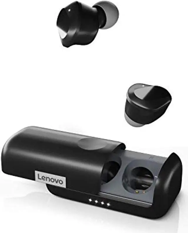 Alt view image 2 of 2 - lenovo true wireless earbuds bluetooth 5.0 ipx5 waterproof with usb-c quick charge and built-in microphone for work/travel/gym