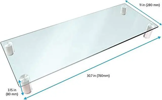 Alt view image 7 of 18 - Monoprice Multimedia Riser Desktop Monitor Stand - Clear Glass, Large 30.8 x 11 Inches - Workstream Collection