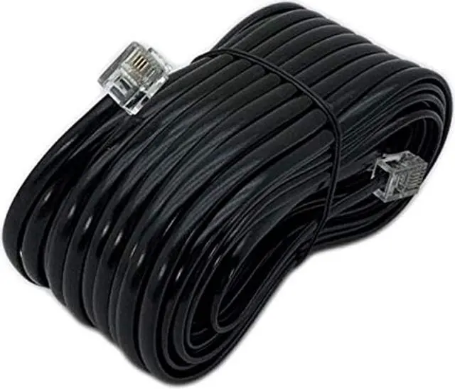Alt view image 3 of 3 - iMBAPrice 50 Feet Long Telephone Extension Cord Phone Cable Line Wire - Black