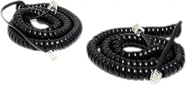 Alt view image 3 of 3 - imbaprice pack of 2 black coiled telephone phone handset cable cord, coiled length 3 to 12 feet uncoiled value pack