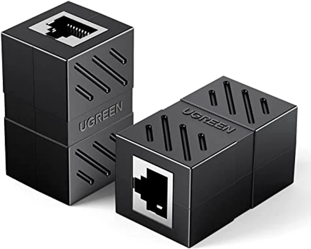 Alt view image 5 of 6 - UGREEN Cat7 Cat6 Cat5 RJ45 2 Pack 8P8C Network Keystone Jack In-Line Coupler Female to Female (Black)