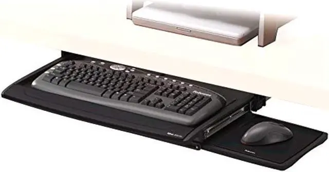 Alt view image 5 of 9 - Fellowes Deluxe Keyboard Drawer With Soft Touch Wrist Rest - 2.5-Inch  x 30.8-Inch  x 14-Inch  - Black, Silver