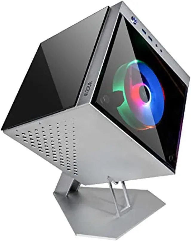 Alt view image 7 of 7 - AZZA CUBE MINI 805 / Gaming / CNC Mini-ITX Case  / Tempered Glass / Aluminum / 1x 140 mm ARGB fan & 1x 80 mm Black fan included