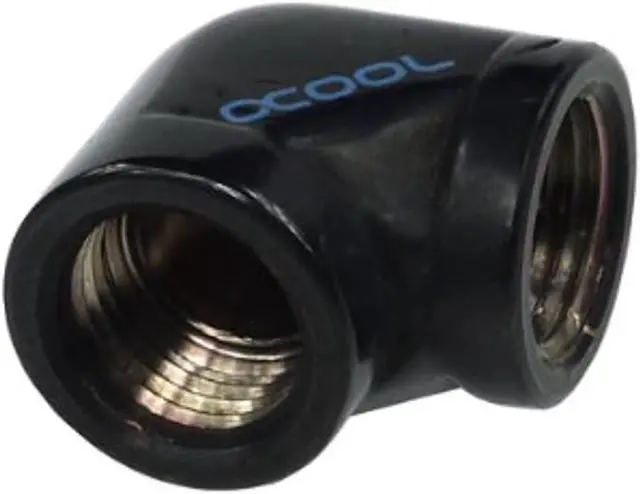 Alt view image 7 of 8 - Alphacool HF G1/4" Female to Female Fitting, 90 Degree Angle, Deep Black