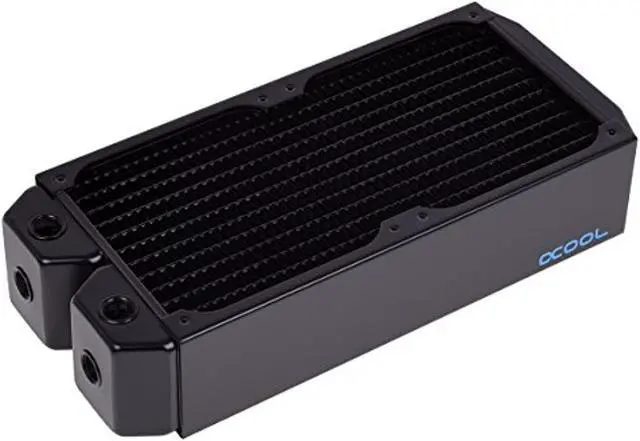 Alt view image 12 of 14 - Alphacool NexXxos UT60 Full Copper Radiator 240, 120mm x 2, Dual Fan, Black