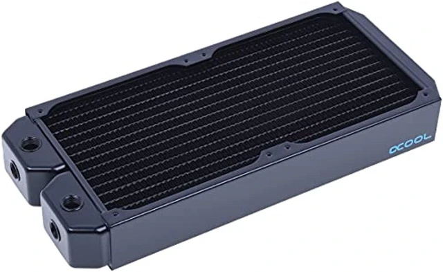 Alt view image 8 of 9 - Alphacool NexXxos XT45 Full Copper Radiator 280, 140mm x 2, Dual Fan, Black