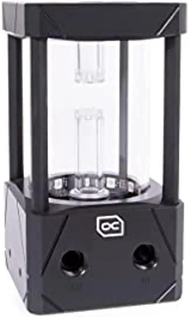 Main image of alphacool eisbecher aurora 150mm glass reservoir with d5 body (pump not included), black/acetal