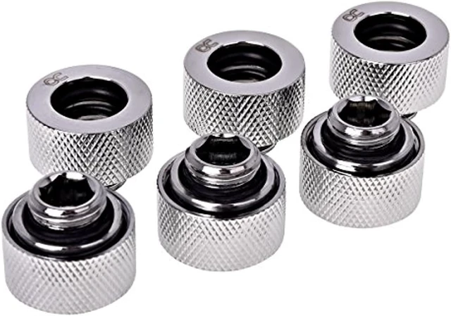 Alt view image 4 of 7 - Alphacool HT G1/4" Compression Fitting for Plexi (Acrylic) / Brass Hard Tubes, 13mm OD, Chrome, 6-pack