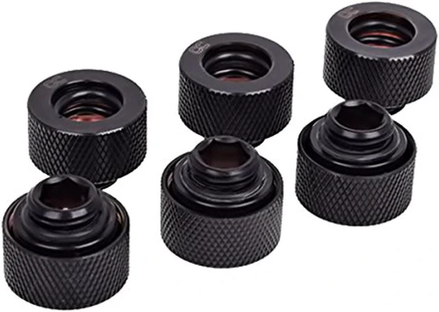 Alt view image 4 of 5 - Alphacool HT G1/4" Compression Fitting for Plexi (Acrylic) / Brass Hard Tubes, 13mm OD, Deep Black, 6-pack
