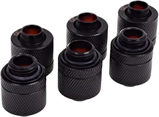 Alt view image 5 of 7 - Alphacool HF G1/4" to 10mm ID, 13mm OD Compression Fitting for Soft Tubing, Deep Black, 6-pack