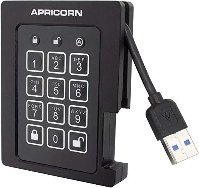 Alt view image 6 of 20 - 4TB Apricorn Aegis Padlock USB3.0 External Solid State Drive - Black