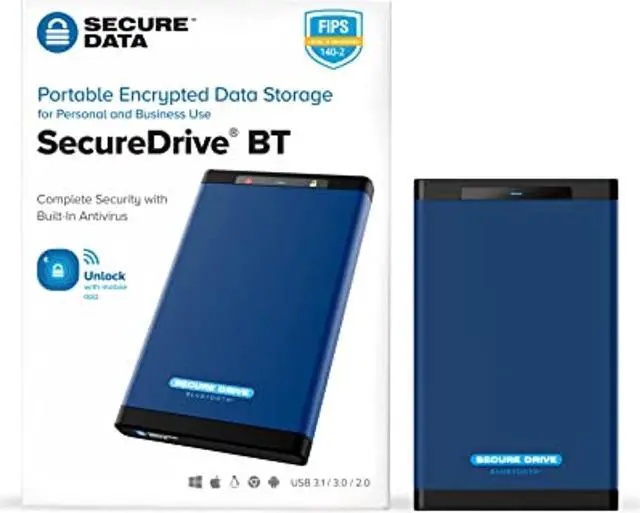 Alt view image 5 of 5 - SecureData SecureDrive BT 500GB SSD FIPS 140-2 Level 3 Validated 256-Bit Hardware Encrypted External Portable  USB 3.0 - Secure Wireless Unlock via Mobile App