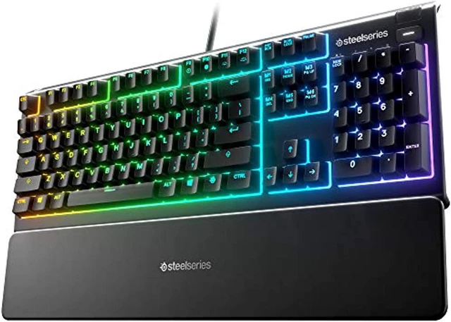 Alt view image 2 of 2 - steelseries apex 3 rgb gaming keyboard - 10-zone rgb illumination - ip32 water resistant - premium magnetic wrist rest (whisper quiet gaming switch) (renewed)
