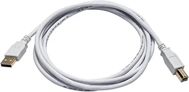 Alt view image 5 of 8 - Monoprice USB 2.0 Cable - 6 Feet - White | USB Type-A Male to USB Type-B Male, 28/24AWG, Gold Plated