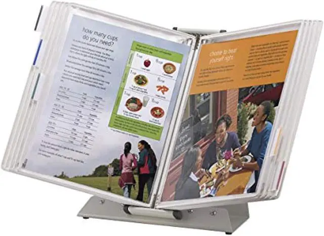 Main image of tarifold premium desktop reference system with 10 double-sided antimicrobial display pockets, white, 20 sheet capacity, letter-size (da221)