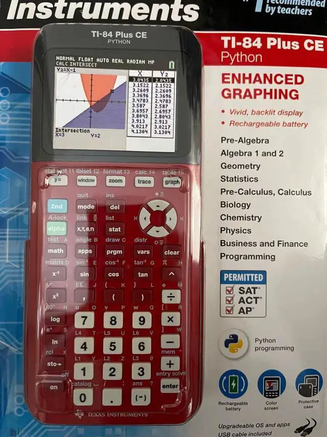 Alt view image 2 of 2 - TI-84 Plus CE Color Graphing Calculator, Red