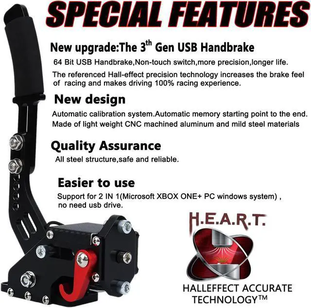 Alt view image 4 of 7 - Obokidlyamor Upgrade 2-IN-1 USB Handbrake Support G920 Compatible With XBOX ONE + PC For Simracing Game Sim Rig With Clamp