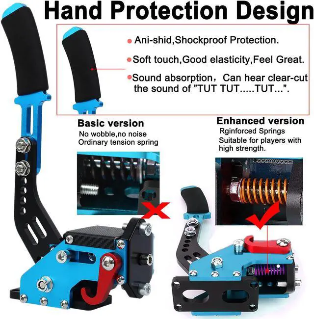 Alt view image 5 of 7 - Obokidlyamor Upgrade USB Handbrake Support T300RS Compatible with PS4 for Simracing Game Sim Rig with Clamp and Suitable for PC Blue