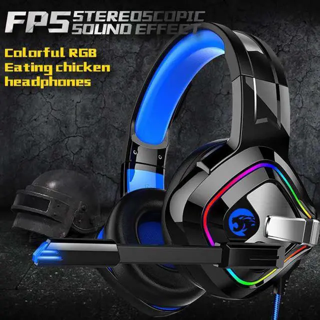 Alt view image 5 of 7 - Obokidlyamor Gaming Headset for PS4 Xbox One PC PS4 Headset with Noise Canceling Microphone, Over-Ear Gaming Headphones with Surround Sound, Soft Earmuff & RGB Light