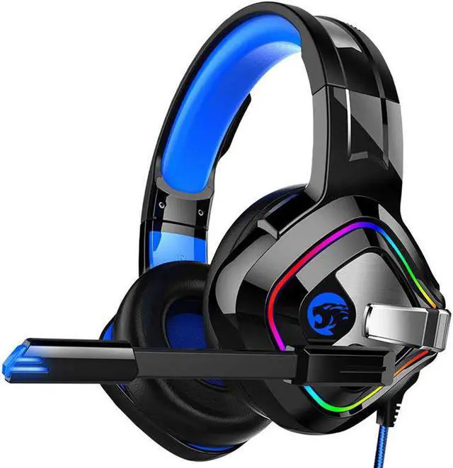 Alt view image 2 of 7 - Obokidlyamor Gaming Headset for PS4 Xbox One PC PS4 Headset with Noise Canceling Microphone, Over-Ear Gaming Headphones with Surround Sound, Soft Earmuff & RGB Light