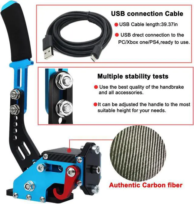 Alt view image 6 of 7 - Obokidlyamor Upgrade USB Handbrake Support T300RS Compatible with PS4 for Simracing Game Sim Rig with Clamp and Suitable for PC Blue