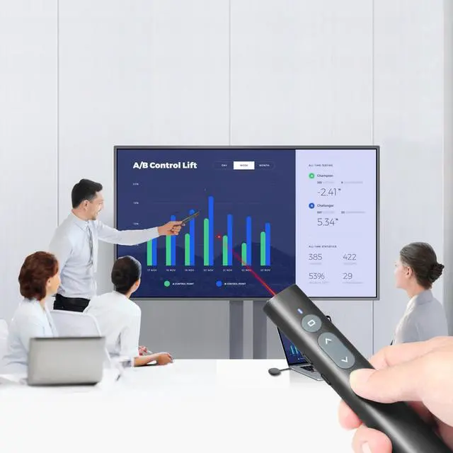 Alt view image 2 of 7 - TIBURN 100 Feet Presentation Clicker USB/USB-C 2 in 1 Slides Clicker for Mac/Win/Computer/Laptop Presentation Pointer