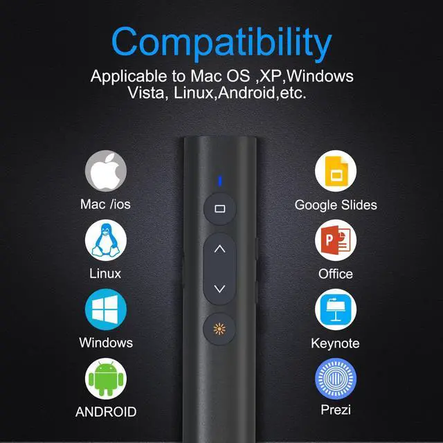 Alt view image 6 of 7 - TIBURN 100 Feet Presentation Clicker USB/USB-C 2 in 1 Slides Clicker for Mac/Win/Computer/Laptop Presentation Pointer