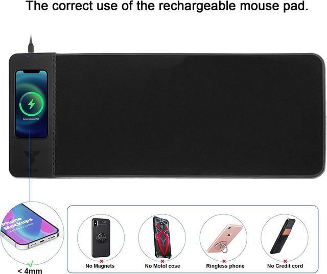 Alt view image 6 of 7 - TIBURN Keyboard Pad - One Size Black - 15W Wireless Charger Gaming Mouse Pad Keyboard Pad, Mouse Pad with Durable Stitched Edges, Non-Slip Rubber Base, Wireless Charging Mat