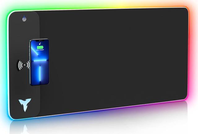 Main image of TIBURN RGB Pad Wireless Charger Mouse Pad with Non-Slip Base 15W Keyboard Pad Durable Stitched Edges Wireless Charging large mouse Mat