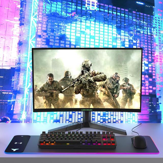 Alt view image 7 of 7 - TIBURN RGB Pad Wireless Charger Mouse Pad with Non-Slip Base 15W Keyboard Pad Durable Stitched Edges Wireless Charging large mouse Mat