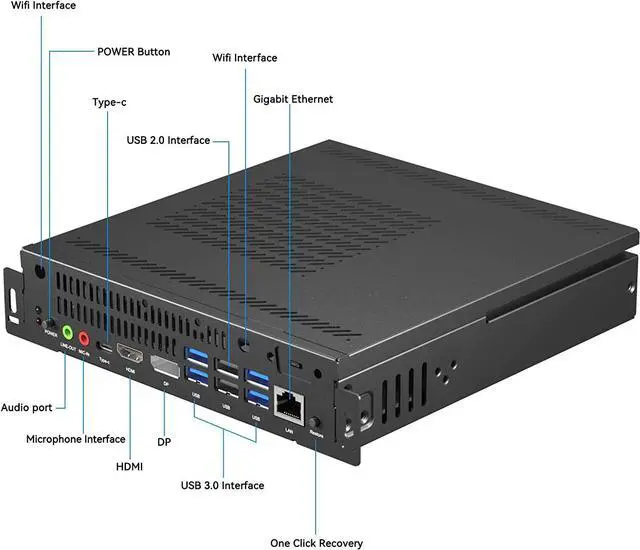 Alt view image 2 of 6 - TIBURN Mini PC Intel I5-1250PE Quad-Core Processor Plug-and-plug OPS, Windows 11 Pro Desktop Computers 4K UHD Graphics Dual Display HDMI/DP,2.4G+5G Wi-Fi BT 4.2 for Office, Education etc - Black