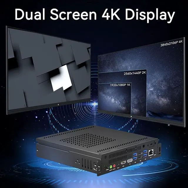 Alt view image 5 of 6 - TIBURN Mini PC Intel I5-1250PE Quad-Core Processor Plug-and-plug OPS, Windows 11 Pro Desktop Computers 4K UHD Graphics Dual Display HDMI/DP,2.4G+5G Wi-Fi BT 4.2 for Office, Education etc - Black