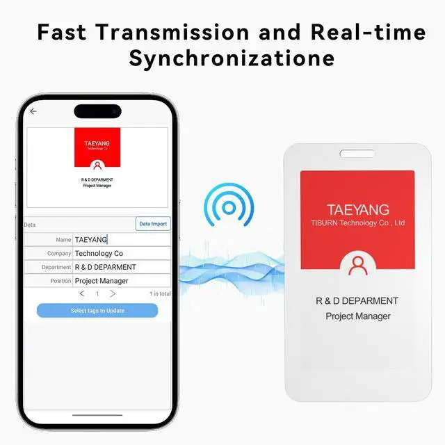 Alt view image 6 of 7 - TiBurn E-Ink Smart Badge Holder, Editable Smart ID Badge Holder with Tag, NFC and Bluetooth, E-Paper Screen, Employee Student Badge