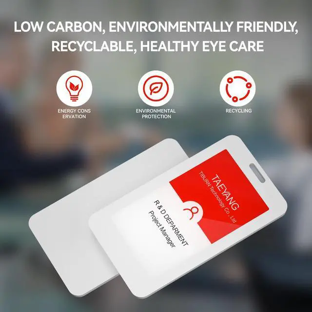 Alt view image 5 of 7 - TiBurn E-Ink Smart Badge Holder, Editable Smart ID Badge Holder with Tag, NFC and Bluetooth, E-Paper Screen, Employee Student Badge