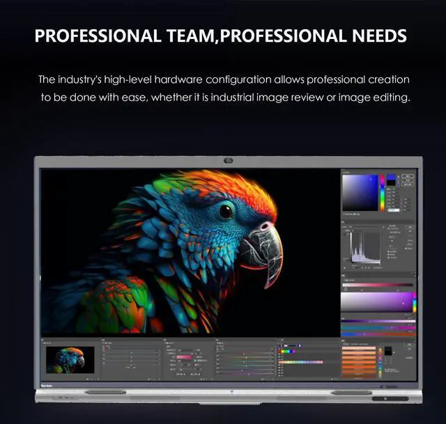 Alt view image 3 of 7 - Tiburn INSPUR 65" Ultra 4K UHD Smart Board | Android 13 & Windows 11 Pro Dual OS, 8-Line Array Mic, Auto-Framing Webcam, Enterprise whiteboard for Office, Classroom, Conference Wall Mount Included
